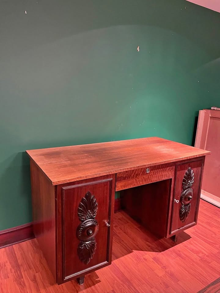 Vintage Wooden Desk - Solid Wood, Beautiful Detailing