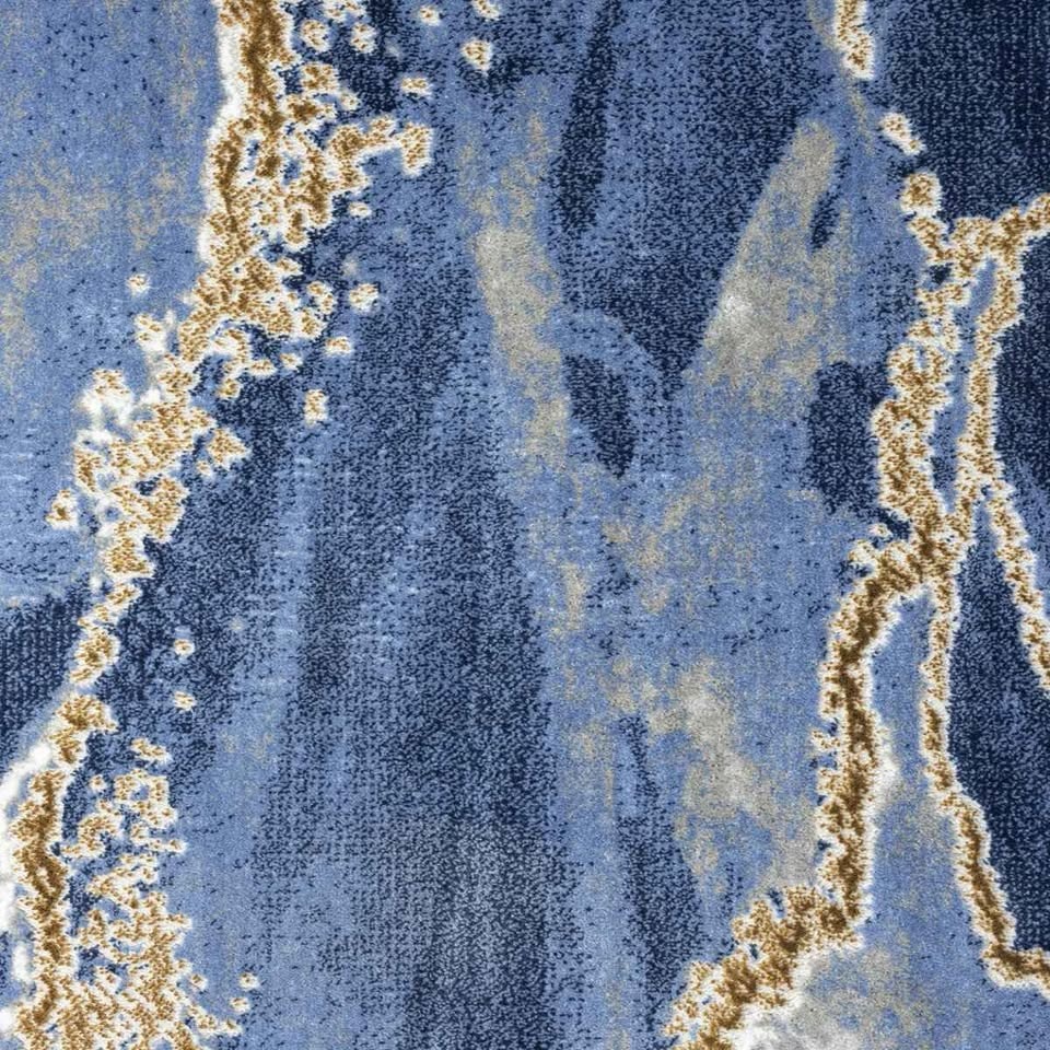 5x7 Jasperd Abstract Polypropylene Rug in Blue/Gold - photo 3