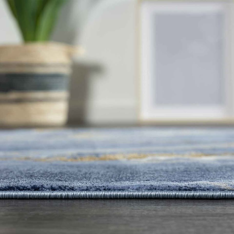 5x7 Jasperd Abstract Polypropylene Rug in Blue/Gold - photo 4