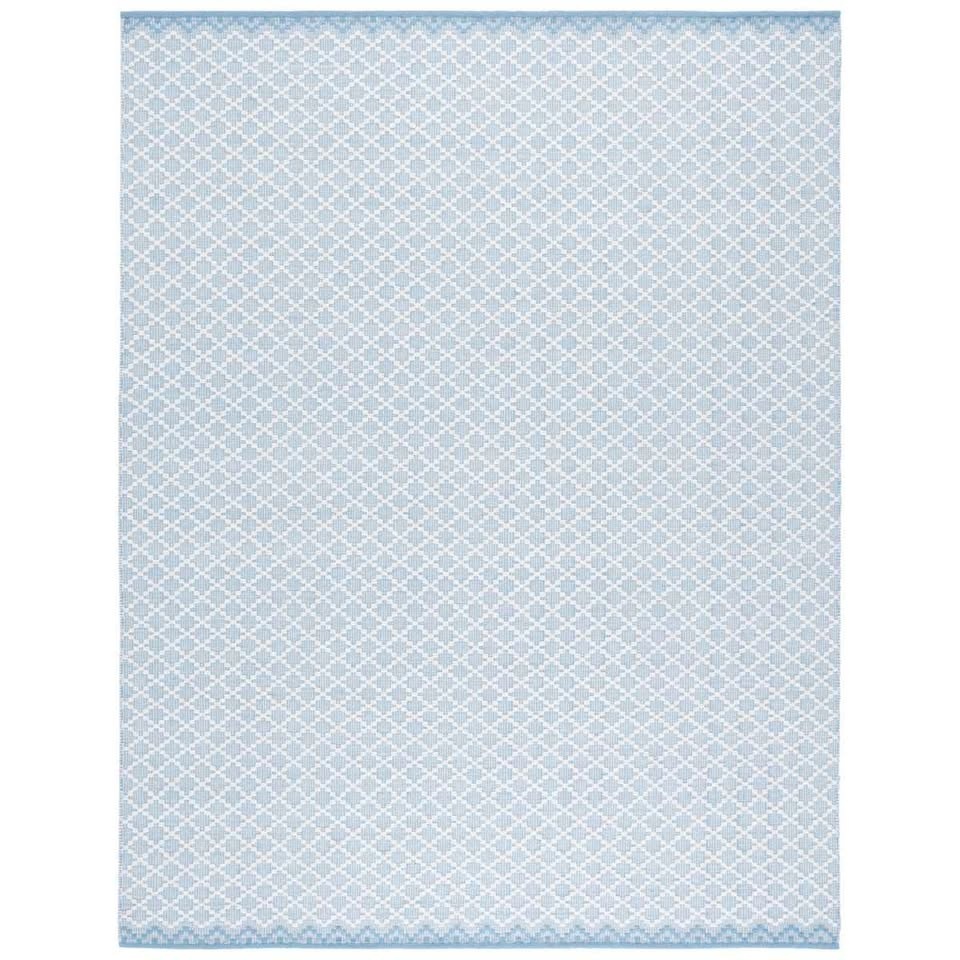 4x6 Blume Hand Woven Wool/Cotton Geometric Rug - Light Blue/Ivor - photo 2