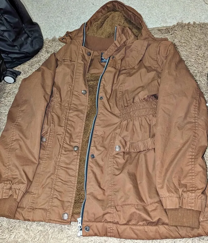 Warm Brown Hooded Jacket with Pockets thumbnail