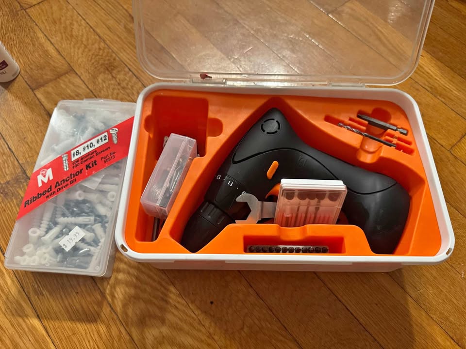 Cordless Drill Set + Ribbed Anchor Kit – $40