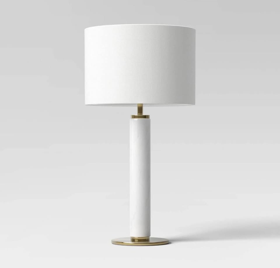 Faux Marble Stick Table Lamp White Threshold - photo 2