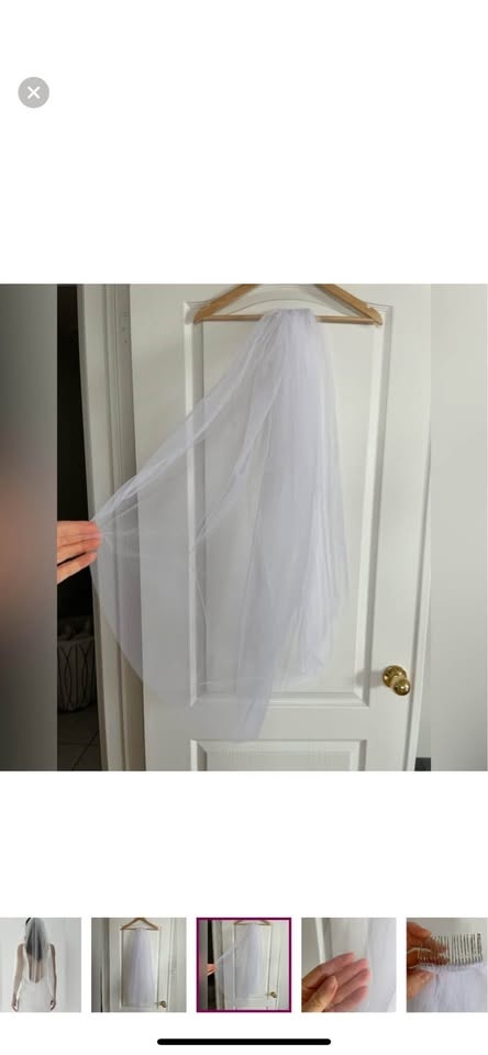 Designer Fingertip Raw Edge Wedding Veil (White) - photo 3