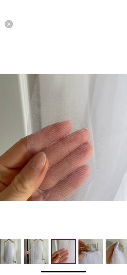 Designer Fingertip Raw Edge Wedding Veil (White) - photo 4