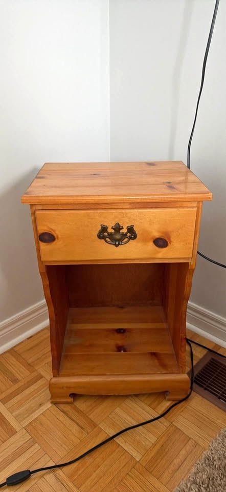 Vintage Wood Nightstand 17"W x 26.5"H x 13.5"D