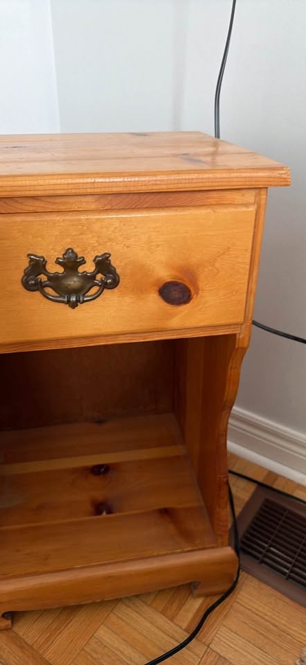 Vintage Wood Nightstand 17"W x 26.5"H x 13.5"D - photo 2