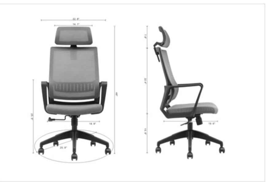 New Brassex Dakoda High-Back Office Chair - Grey - photo 2