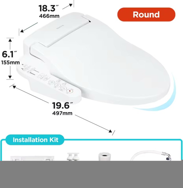 BLOOMING Round Bidet Toilet Seat - Heated, Warm Water, Air Dryer - photo 5