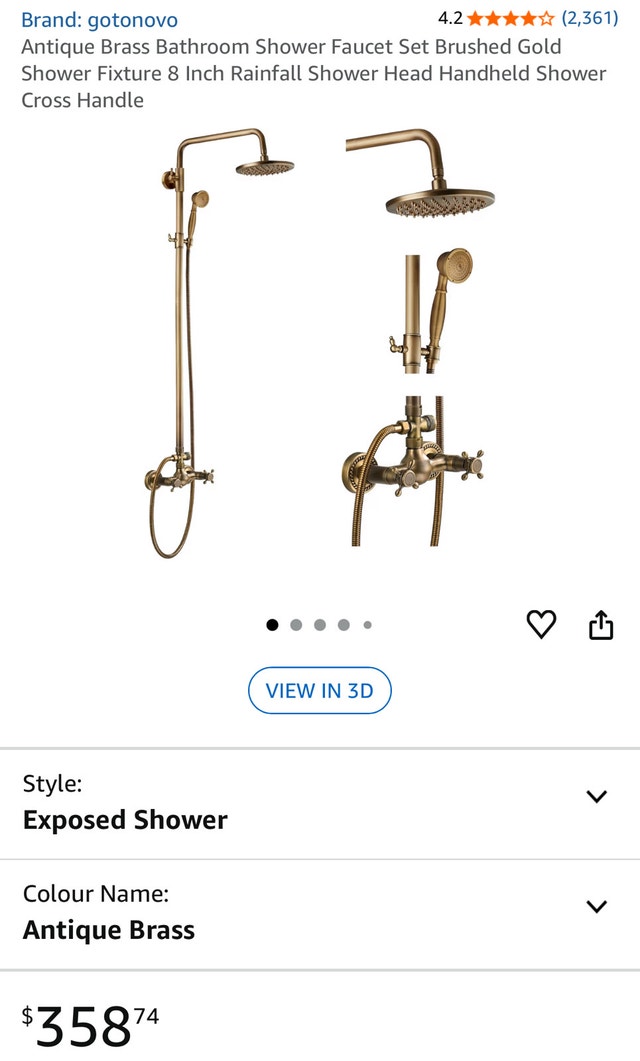 Brand New Antique Brass Bathroom Shower Faucet