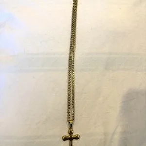 Stylish Gold Plated Cross Necklace With Gold Plated Chain