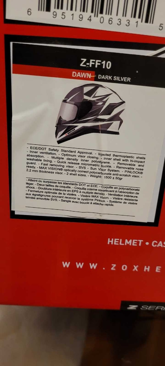Used Zox Motorcycle Helmet - photo 2
