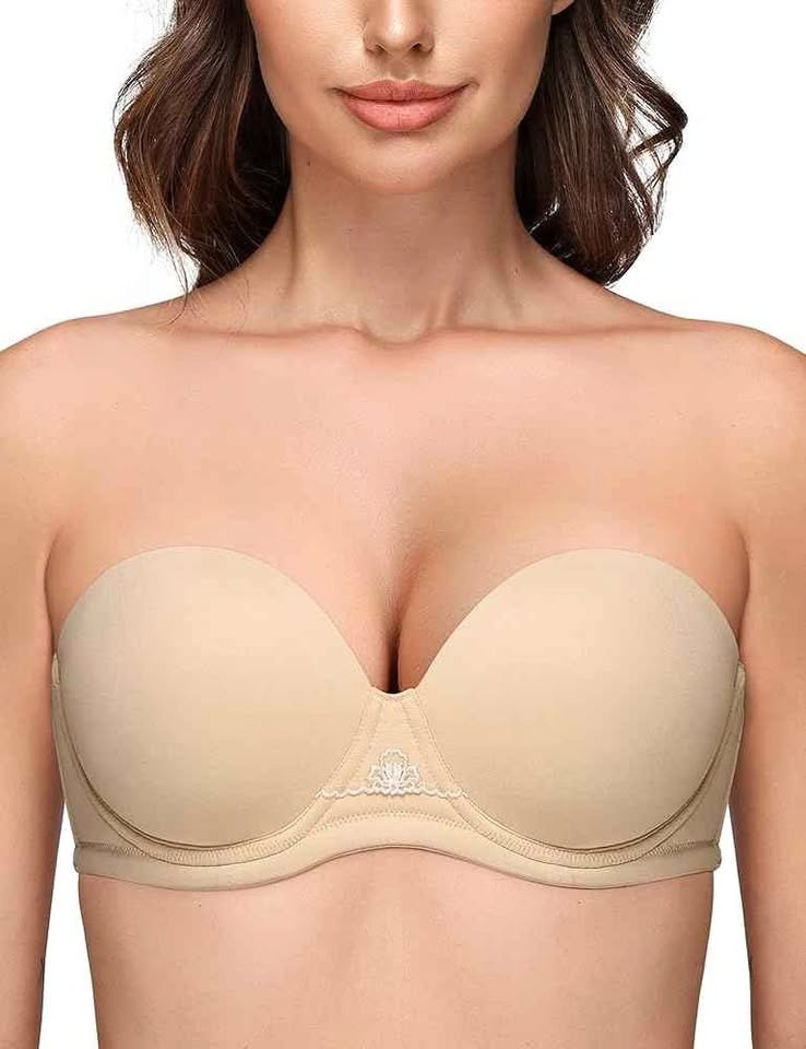 WingsLove Strapless Bra - Women's Wireless Padded Push Up (42DDD