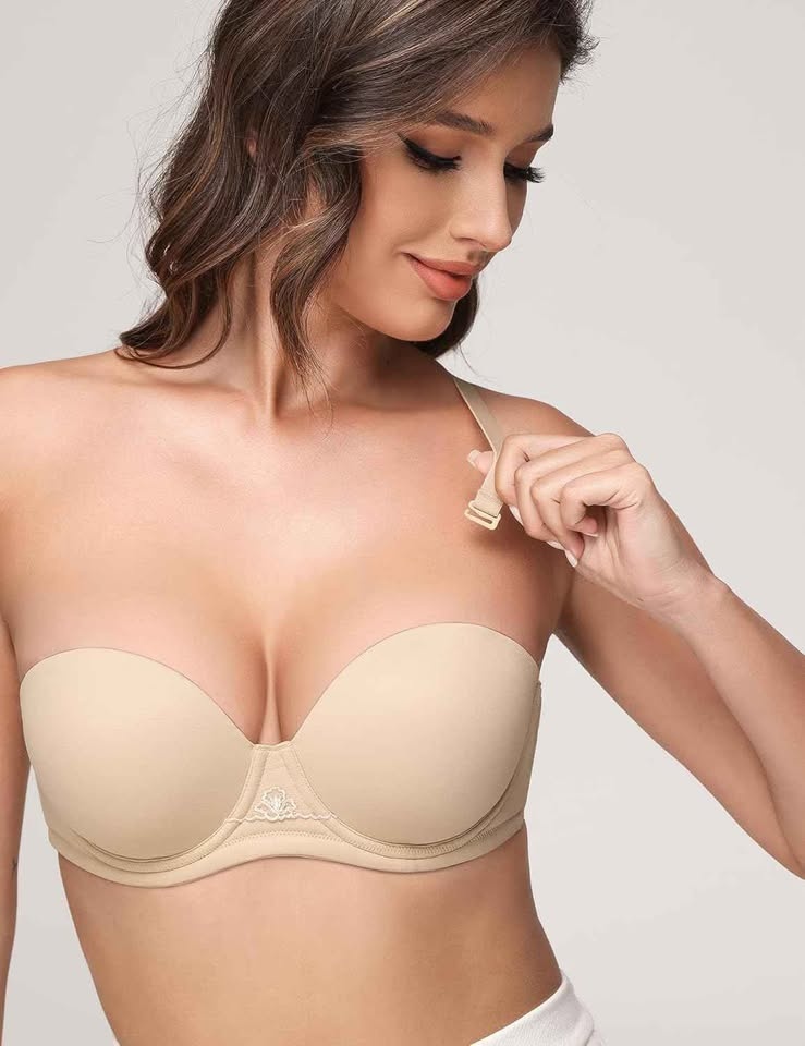 WingsLove Strapless Bra - Women's Wireless Padded Push Up (42DDD - photo 3