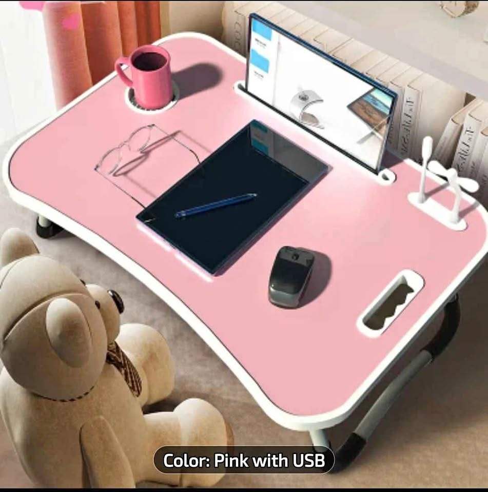 NEW Pink Foldable Laptop Bed Table with USB Light