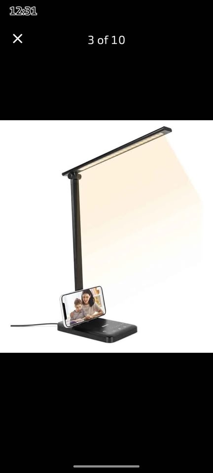 NEW WHITE Eye-Caring Sondiko LED Desk Lamp w/ USB & Alarm - photo 2