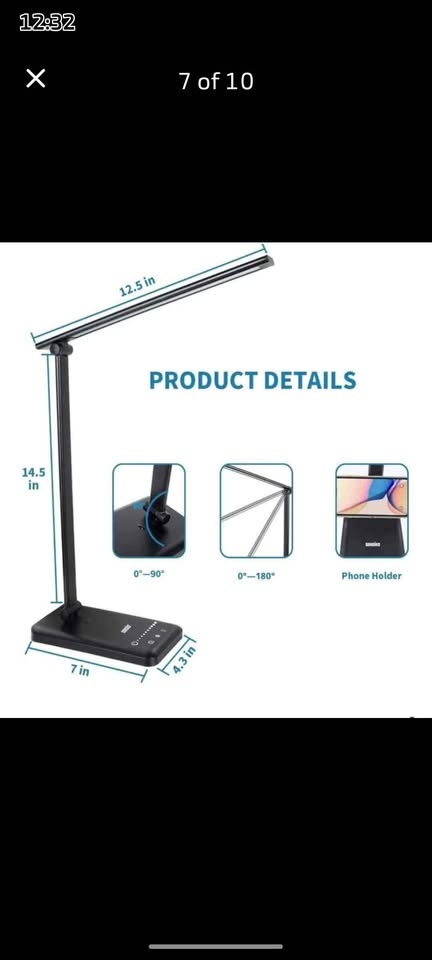 NEW WHITE Eye-Caring Sondiko LED Desk Lamp w/ USB & Alarm - photo 4