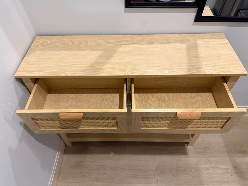 MOVING SALE Boho light wooden entryway table with drawers - photo 5