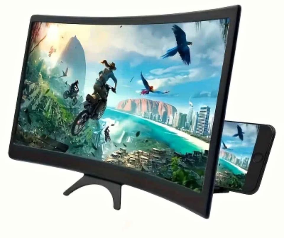 NEW 14-Inch Portable HD Projector with 3D Curved Screen Amplifie