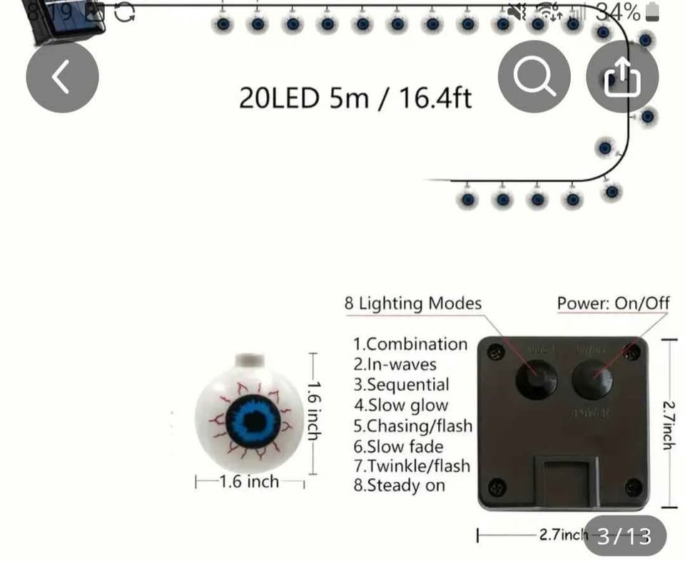 NEW 20pcs Purple Halloween Solar Eye Lights - Waterproof - photo 3