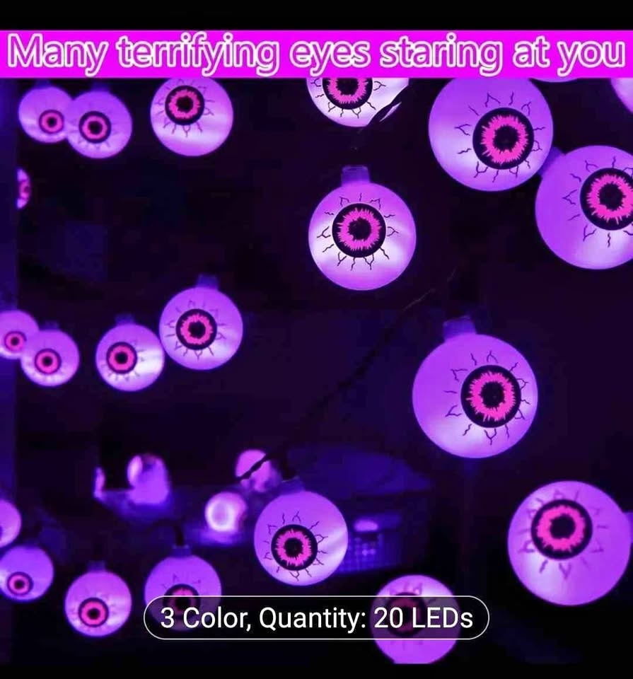 20pcs Halloween Solar Eye Lights - Purple LED