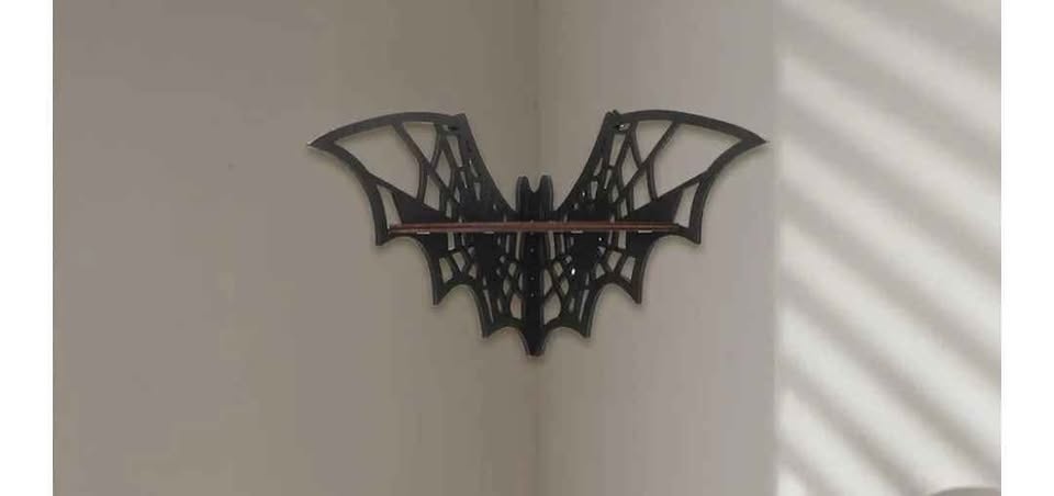 NEW Floating Corner Shelf, Wall Wooden Bat Shaped Storage Rack, - photo 2