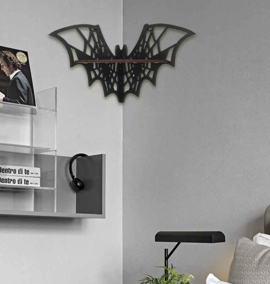 NEW Floating Corner Shelf, Wall Wooden Bat Shaped Storage Rack, - photo 3