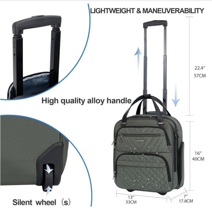 Carry On Underseat Suitcase - 16-inch Lightweight Overnight Bag - photo 3