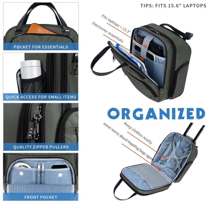 Carry On Underseat Suitcase - 16-inch Lightweight Overnight Bag - photo 4