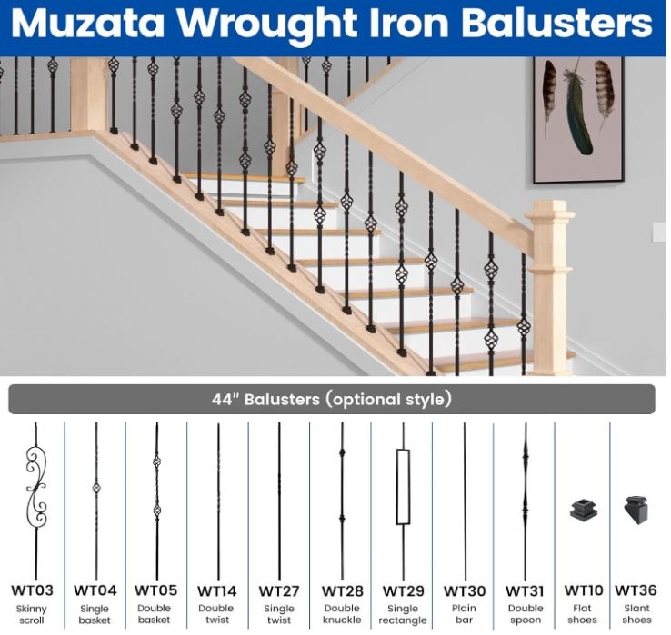 Wrought Iron Baluster 44'', Staircase Stair Spindles - photo 5