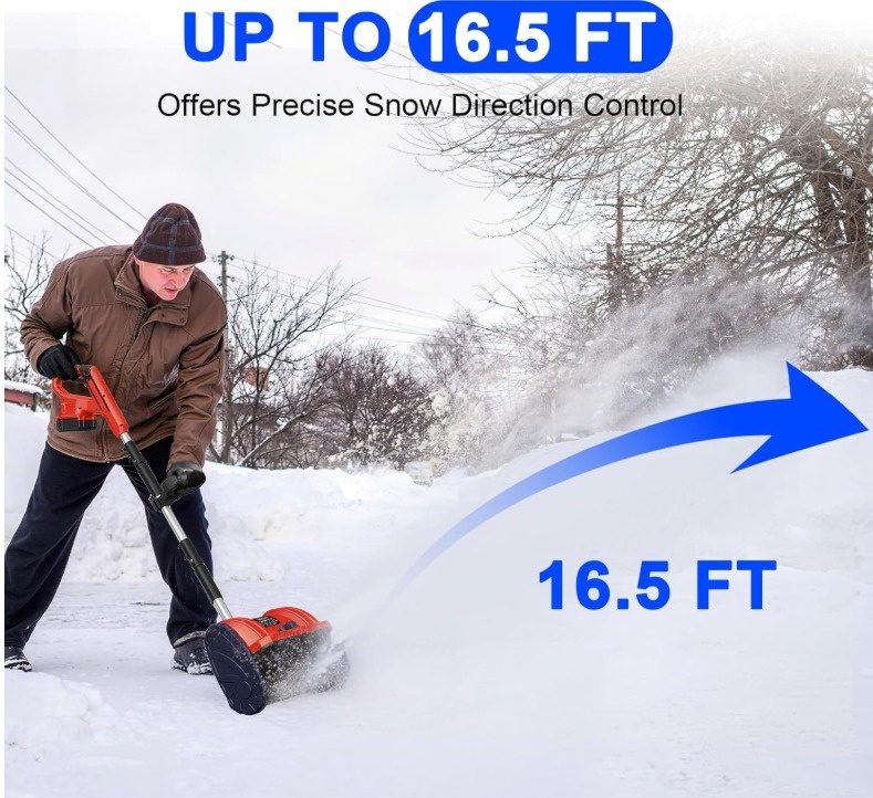12'' Cordless Snow Blower, Electric Snow Thrower - photo 3