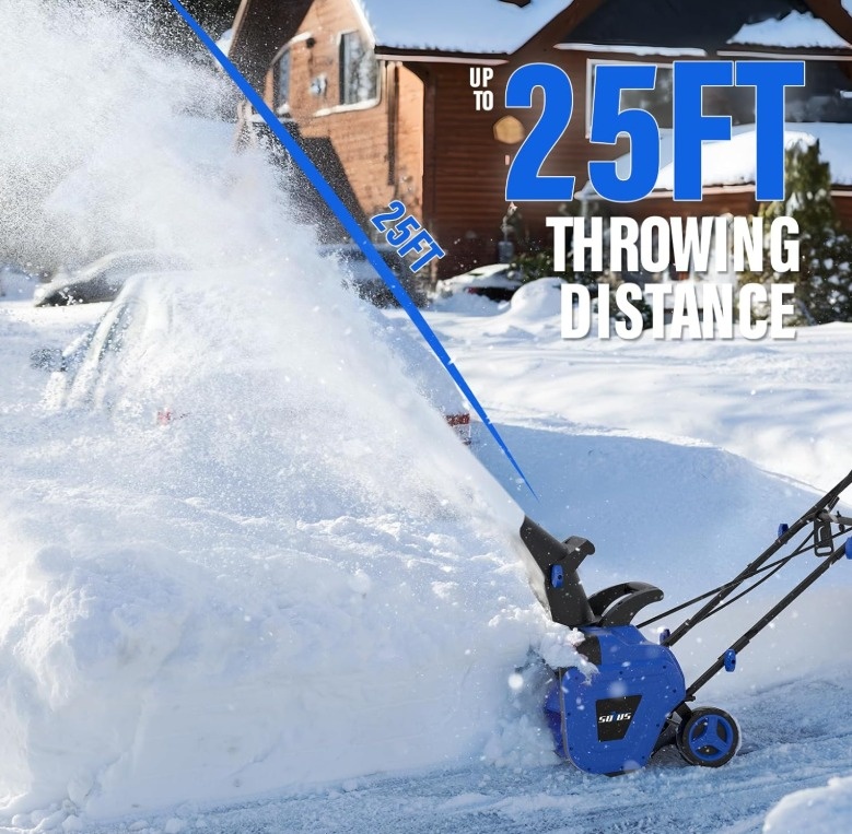 Electric Snow Blower - Wet/Heavy Snow, Dual LED, 25ft Throw - photo 3