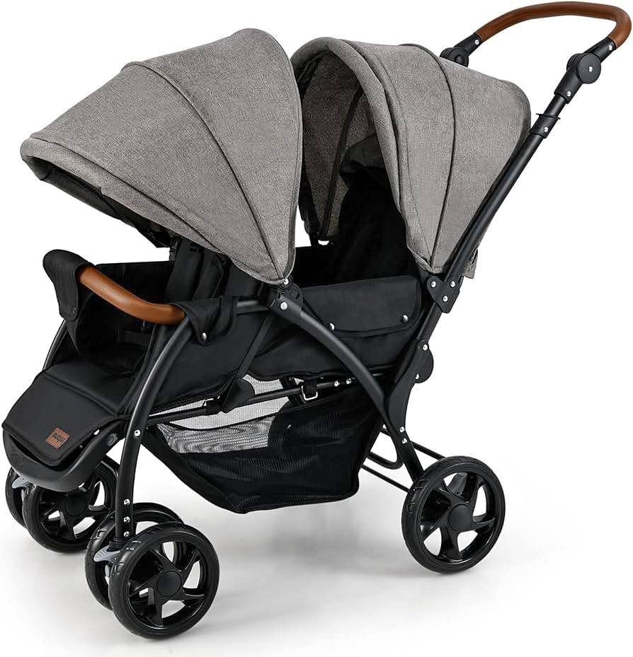 INFANS Double Stroller, Foldable Baby Tandem Stroller