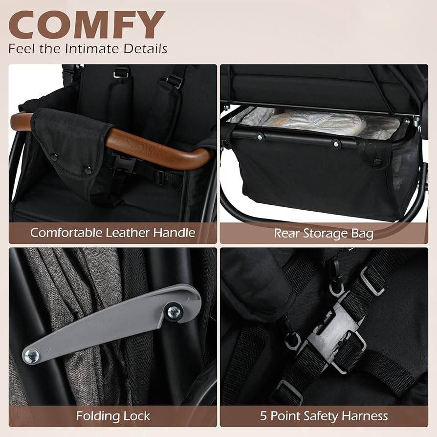 INFANS Double Stroller, Foldable Baby Tandem Stroller - photo 2