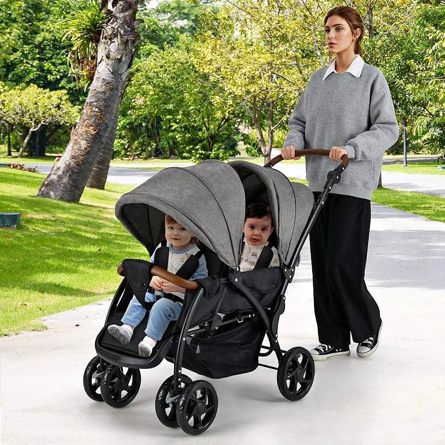 INFANS Double Stroller - Foldable Tandem Baby Stroller