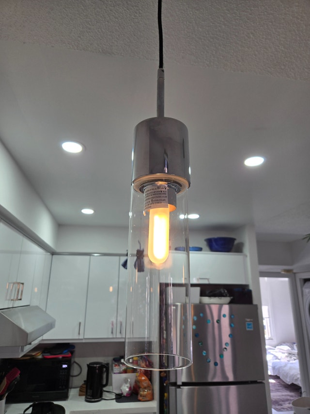 Pair of Chrome & Glass Pendant Lights - photo 3