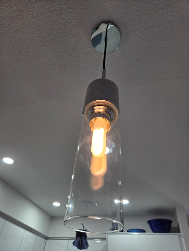 Pair of Chrome & Glass Pendant Lights - photo 4