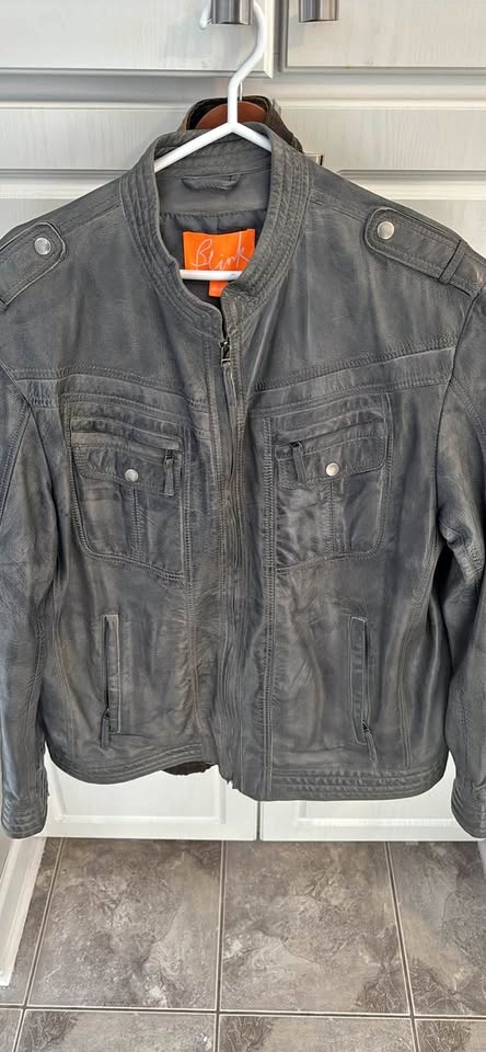 Blink Leather Jacket Size 2XL Gray New Condition