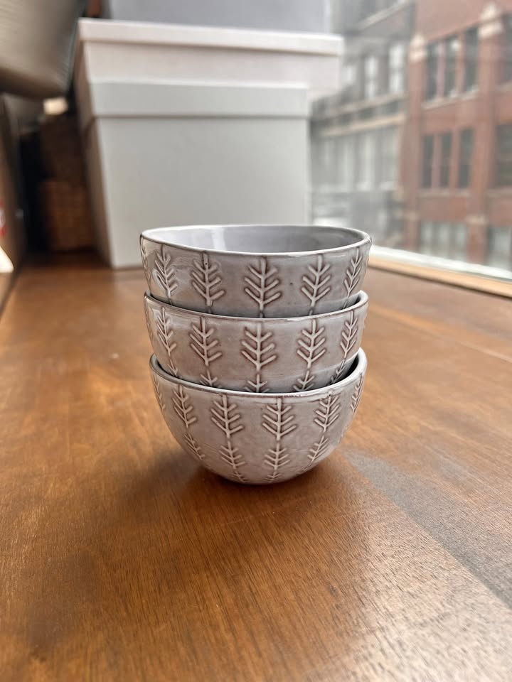 Crate & Barrel Small Porcelain Cup Bowls, Set of 3