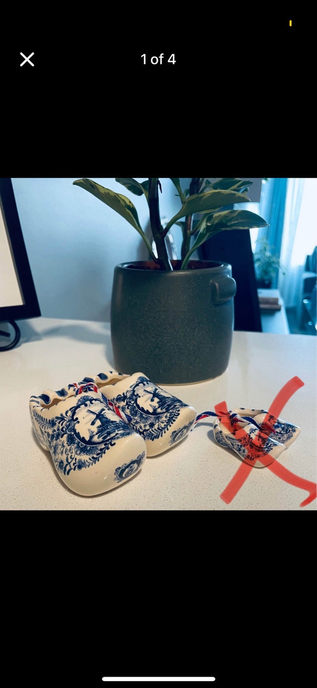 Handmade Delft Blue Windmill Ceramic Clogs - photo 3