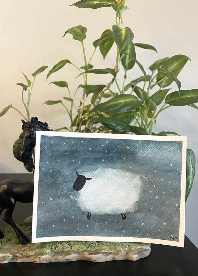Watercolor Sheep painting