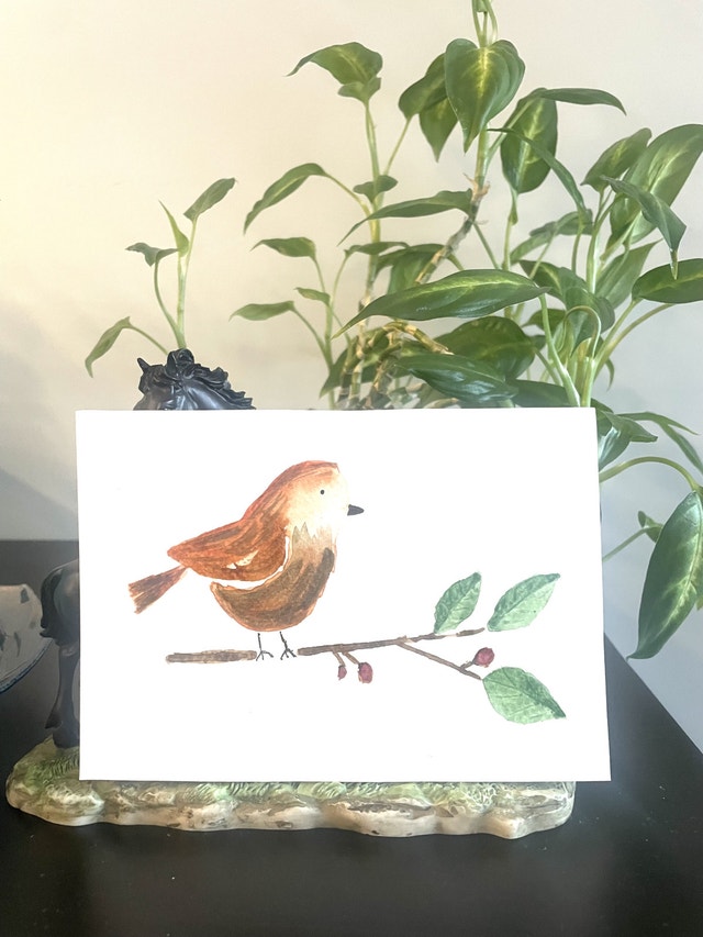 Watercolor Pretty Bird painting