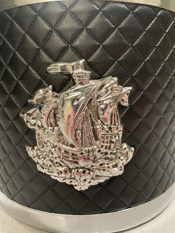 Vintage Black Quilted Look Ice Bucket / Chiller - photo 3