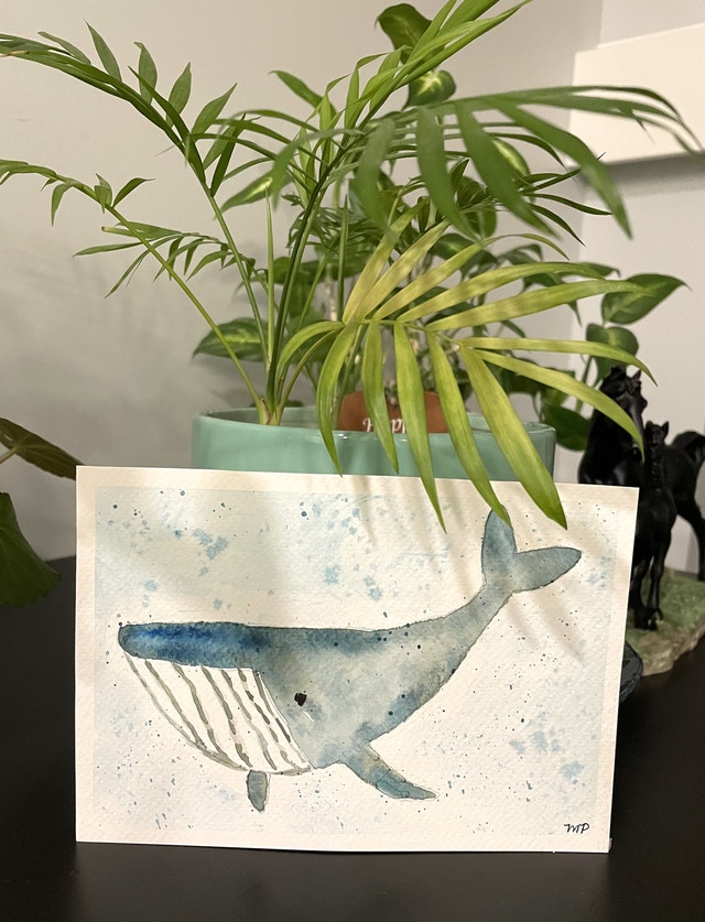 Watercolor Blue Whale painting