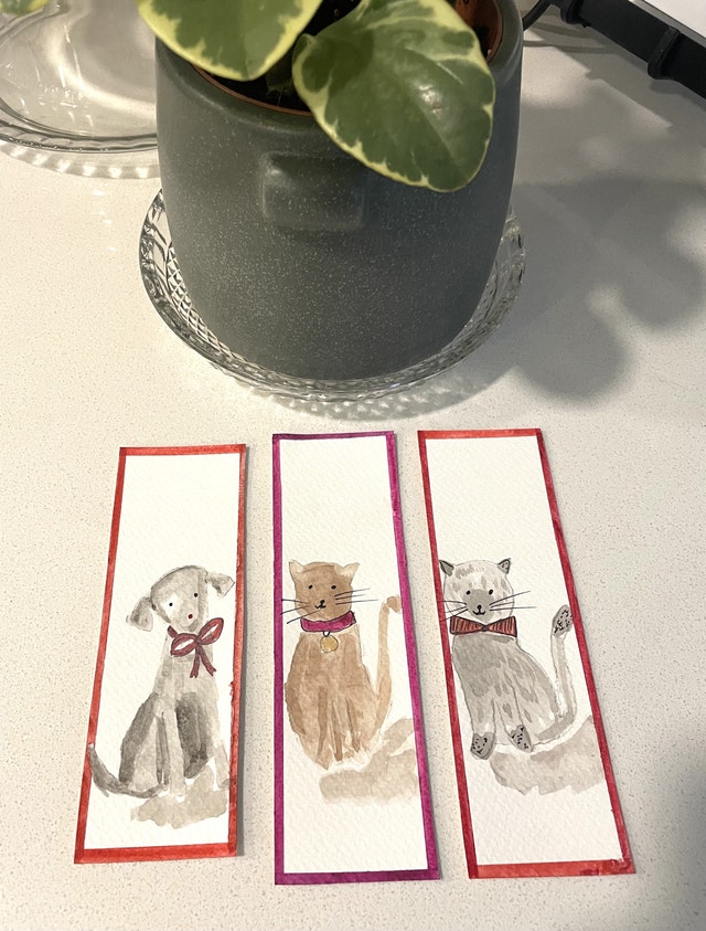 Watercolor Cats and Dogs bookmarks - photo 2