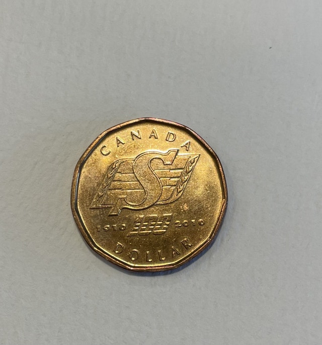 2010 Saskatchewan Roughriders Centennial Dollar Coin