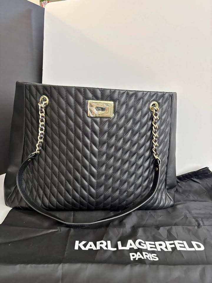 Karl Lagerfeld Paris Quilted Tote – Black Gold