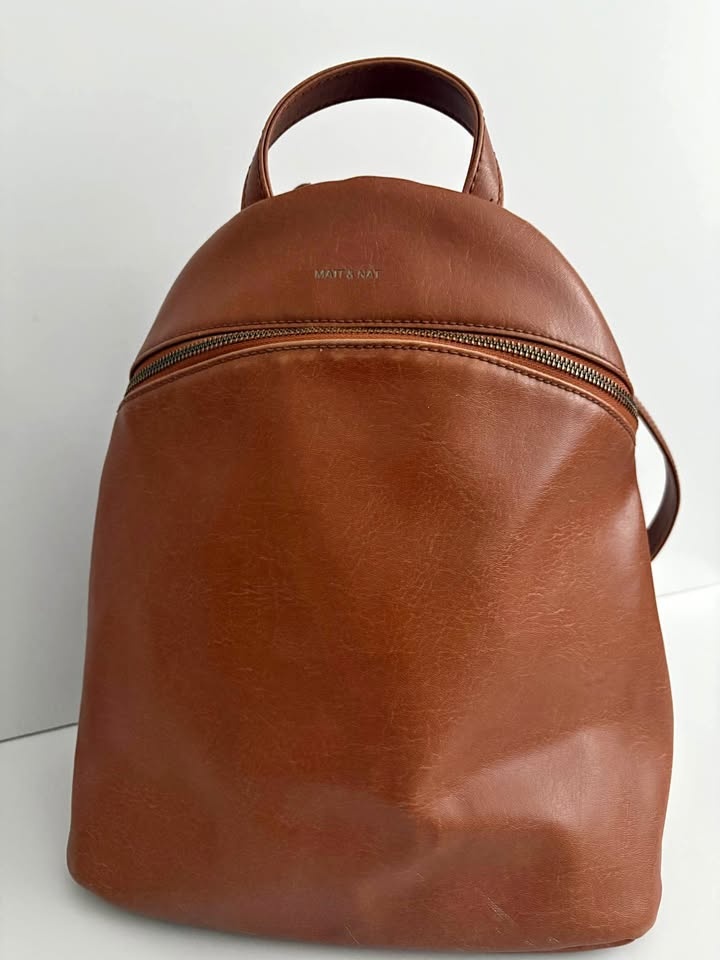 Matt & Nat Vegan Leather Backpack | Cognac Brown