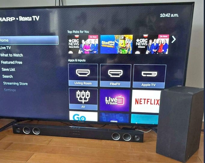 Sharp 65” 4K Roku Smart TV + LG Soundbar & Subwoofer