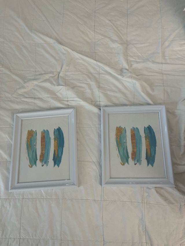 Set of 2 White Framed Abstract Prints